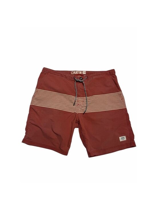 Katin Other - Katin Board Shorts Mens 34 Rust Red Striped Swim Trunks Surf Beach Hybrid